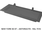 Plan vasque à encastrer, bassin double 90 cm, sur mesure, Largeur 100 à 200 cm x Profondeur 40 à 60 cm, résine minérale ACRYSTONE®, Finition lisse, Livraison Offerte et Rapide.